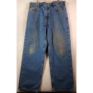 Carhartt Jeans Mens Size 38 Blue Denim Cotton Flannel Lined Straight Leg Pockets